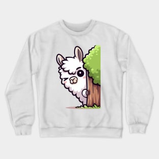 Kawaii Sneaky Llama Crewneck Sweatshirt